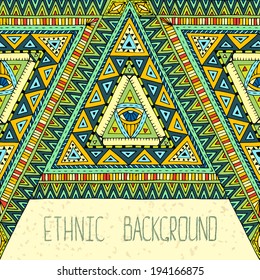 Tribal ethnic background with geometric elements. Series of ethnic patterns. Used clipping mask for easy editing.