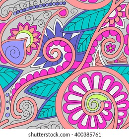 Tribal ethnic background. Hand-drawn vector doodles, seamless pattern. All elements are not cropped and hidden under mask, place the pattern on canvas and repeat