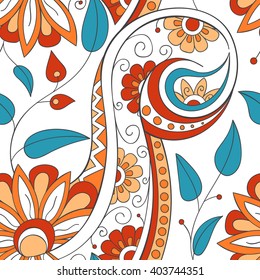 Tribal ethnic background. Hand-drawn vector doodles, seamless pattern. All elements are not cropped and hidden under mask, place the pattern on canvas and repeat