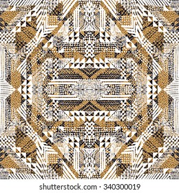 Tribal Ethnic background, the magic board, drawing Aztec paper. Abstract, graphic design background, diagram, drawn in pencil scribbles. Seamless vector illustration background.