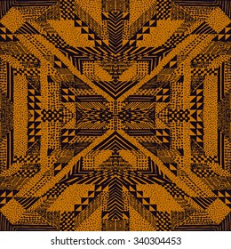 Tribal Ethnic background, the magic board, drawing Aztec paper. Abstract, graphic design background, diagram, drawn in pencil scribbles. Seamless vector illustration background.
