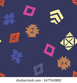 Tribal ethnic background. Stylish primitive geometric seamless pattern. Abstract wallpaper with grunge texture vector illustration. Ornament fabric textile.
