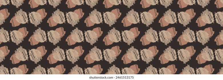 Tribal ethnic camouflage abstract border design in fall color trend. Seamless banner rustic surface texture with neutral tone handwork mark making shapes. 