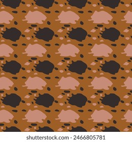 Tribal ethnic camouflage abstract pattern design in fall color trend. Seamless rustic surface texture with neutral tone handwork mark making shapes. 