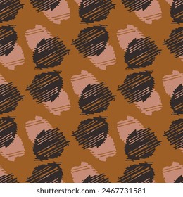 Tribal ethnic camouflage abstract pattern design in fall color trend. Seamless rustic surface texture with neutral tone handwork mark making shapes. 