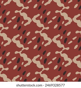 Tribal ethnic camouflage abstract pattern design in fall color trend. Seamless rustic surface texture with neutral tone handwork mark making shapes. 