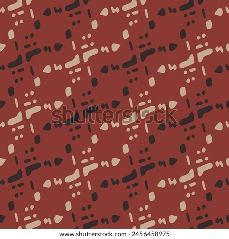 Tribal ethnic camouflage abstract pattern design in fall color trend. Seamless rustic surface texture with neutral tone handwork mark making shapes. 
