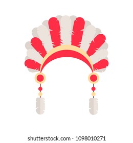 Tribal Ethnic Chief Feather Hat. Native American Indian Theme