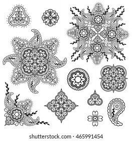 Henna Doodle Vector Elements Ethnic Floral Stock Vector (Royalty Free ...
