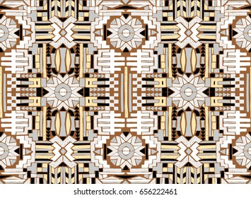 Tribal Ethnic collection, seamless vector pattern of the Aztecs. Mexican ornament. Embroidery on fabric, design elements of the interior. Decoration of clothing, drawing style sketch art.