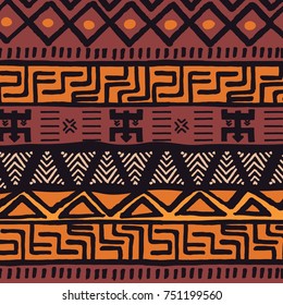 Tribal ethnic colorful bohemian pattern with geometric elements, African mud cloth, tribal design, vector illustration