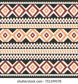 Tribal ethnic colorful bohemian pattern with geometric elements, African mud cloth, tribal design, vector illustration