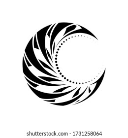 Tribal ethnic crescent moon tattoo design. Vector art illustration.