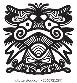 tribal ethnic face mask isolated gradient clipart pack. Aztec ethnic statue, collection of national and religious totem design elements