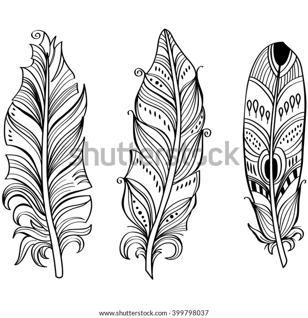 Tribal Ethnic Feathers Stock Vector (Royalty Free) 399798037 | Shutterstock