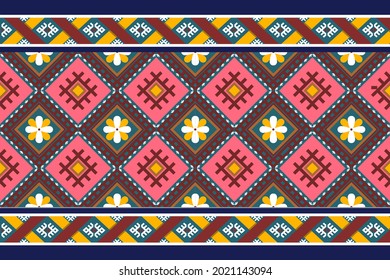 Tribal ethnic folk seamless pattern traditional background embroidery style	