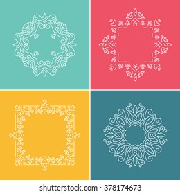 Tribal ethnic frame collection made in modern line style vector. Graceful and elegant style. 
