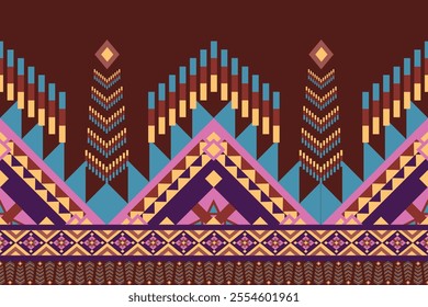 Tribal Ethnic Geometric Pattern - Vibrant Abstract Design with Bold Shapes