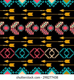  Tribal ethnic geometric seamless pattern . Vector