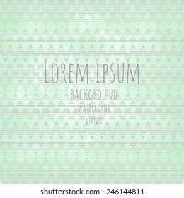 tribal ethnic grey pattern on a mint watercolor background