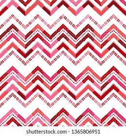 Patrón de folclore tribal étnico Ikat. Adorno abstracto africano. Vector Moda estampado. Azulejo de patrón sin costuras. Fondo de Vector chevron retro. Textura decorativa popular geométrica