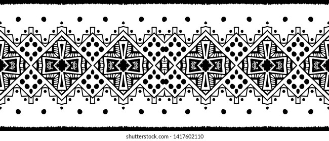 Tribal ethnic Ikat folklore pattern. African abstract ornament. Vector Fashion print. Seamless pattern tile. Retro chevron vector background. Geometric folk decorative texture