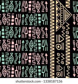 Tribal ethnic mexican ethnic doodle aztec seamless pattern vector illustration