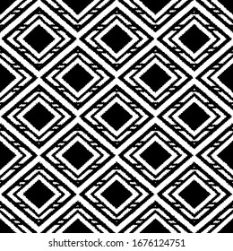 Tribus étnicas, navajo, india americana, mexicana, azteca.Patrón sin problemas. Motivo popular. Ikat ogee tema. Shibori ató el fondo del tinte. Diseño de moda bohemio. Alfombra africana. Impresiones vectoriales de mosaico boho