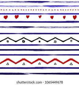 Tribal ethnic ornament seamless pattern. Colorful vector illustration. Handdrawn hipster backdrop, ethnic motif for textile, web or paper.