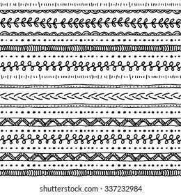 Tribal ethnic ornament seamless pattern. Vector illustration in black and white color. Ethnic motif for textile, web or paper. 