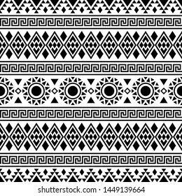 Tribal ethnic pattern in black and white color. Design for bakcground or frame
