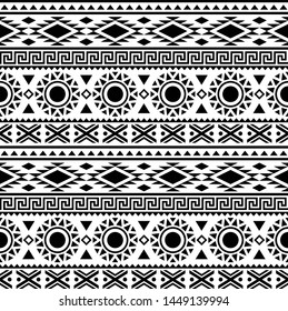 Tribal ethnic pattern in black and white color. Design for bakcground or frame