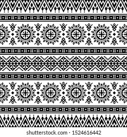 Tribal ethnic pattern in black and white color. Design for bakcground or frame