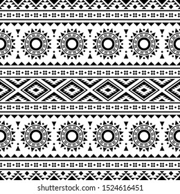 Tribal ethnic pattern in black and white color. Design for bakcground or frame