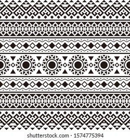 Patrón étnico tribal en color blanco y negro. Diseño para el fondo o el marco