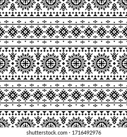 Tribal Ethnic Pattern design vector in black and white color. Aztec pattern illustration design.