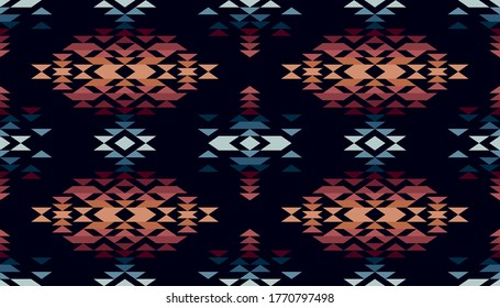 Tribal and ethnic pattern multicolored geometric triangle, seamless vector background for textile, fabric