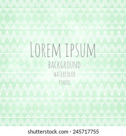 tribal ethnic pattern on a mint watercolor background