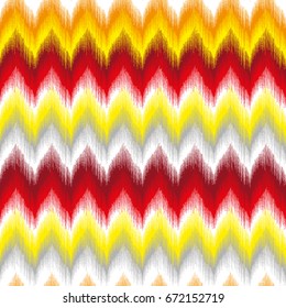 Tribal ethnic pattern seamless. Hand drawn background. Blue saturated chevron hand drawn illustration. Watercolor markers painting.