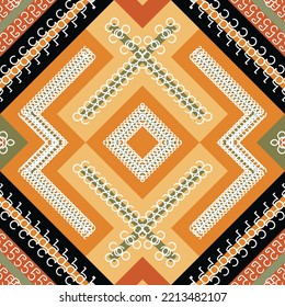 Stammeszugehörigkeit traditionelle gemusterte Teppiche Es ist ein Muster, das durch die Kombination geometrischer Formen geschaffen wurde. Erstellen Sie schöne Stoffmuster. Design für den Druck. Verwendung in der Modebranche.
