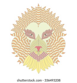 Tribal ethnic patterned illustration of lion on the basis of fashionable trends for printing, web or tattoo template