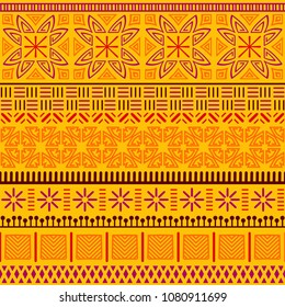 Tribal ethnic seamless pattern. Abstract geometric ornament with African motifs. Vector illustration. Perfect for textile print, wallpaper, cloth design, tissue, wrapping paper and fabric design.