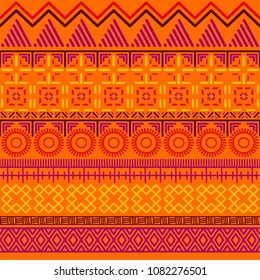 Tribal ethnic seamless pattern. Abstract geometric ornament with African motifs. Vector illustration. Perfect for textile print, wallpaper, cloth design, tissue, wrapping paper and fabric design.