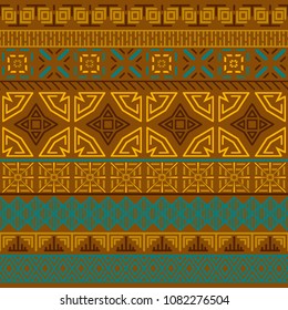 Tribal ethnic seamless pattern. Abstract geometric ornament with African motifs. Vector illustration. Perfect for textile print, wallpaper, cloth design, tissue, wrapping paper and fabric design.