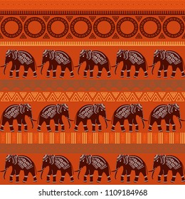 Tribal ethnic seamless pattern. Abstract geometric ornament with African motifs. Vector illustration. Perfect for textile print, wallpaper, cloth design, tissue, wrapping paper and fabric design.