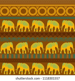 Tribal ethnic seamless pattern. Abstract geometric ornament with African motifs. Vector illustration. Perfect for textile print, wallpaper, cloth design, tissue, wrapping paper and fabric design.