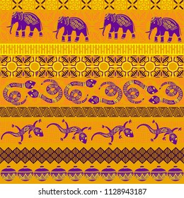 Tribal ethnic seamless pattern. Abstract geometric ornament with African motifs. Vector illustration. Perfect for textile print, wallpaper, cloth design, tissue, wrapping paper and fabric design.