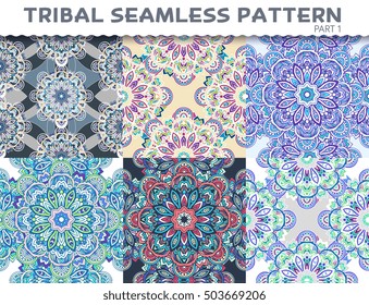 Tribal ethnic seamless pattern abstract background ornament illustration. Vector decorative retro banner of card. Vintage traditional, Islam, Arabic, Indian, ottoman motifs, elements.