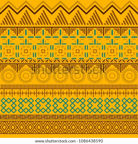 Tribal ethnic seamless pattern. Abstract geometric ornament with African motifs. Vector illustration. Perfect for textile print, wallpaper, cloth design, tissue, wrapping paper and fabric design.