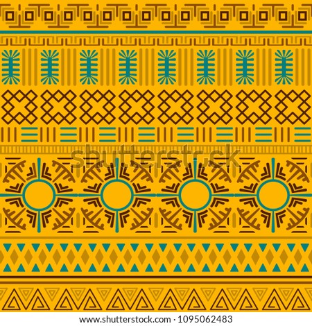 Tribal ethnic seamless pattern. Abstract geometric ornament with African motifs. Vector illustration. Perfect for textile print, wallpaper, cloth design, tissue, wrapping paper and fabric design.